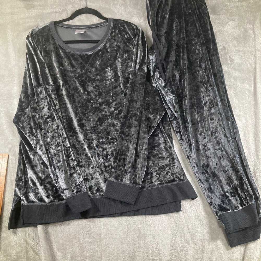 Secret Treasures Womens 2X 18W-20W Crushed Velvet Pajama Set Greystone TZ48701TB
